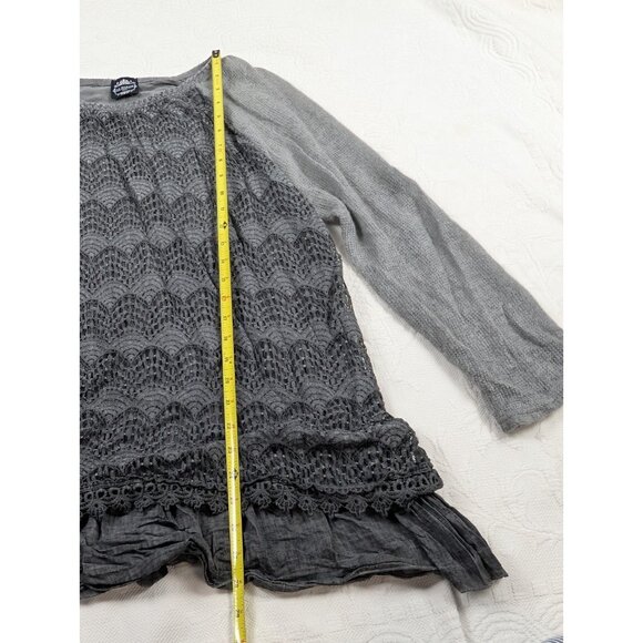 Le Marais Paris Blouse woman's Large loose Embroidery Knit Silk Top Read - Picture 8 of 16